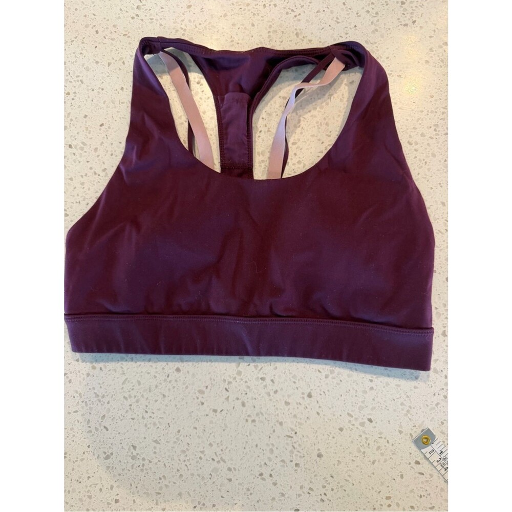 Fabletics Deep Plum and Pink Crossback Racerback Sports Bra L